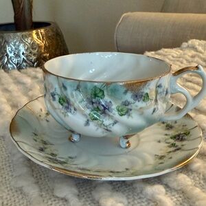 Vintage Lefton Teacup and Saucer Set with Gold Tri